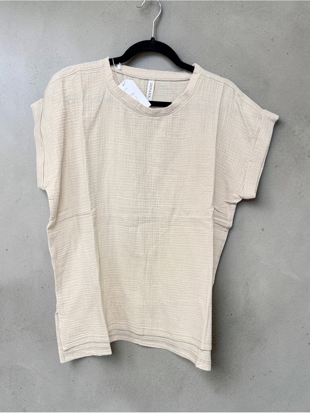 Zenana Outfitters Cream Short Sleeve Cotton Tee